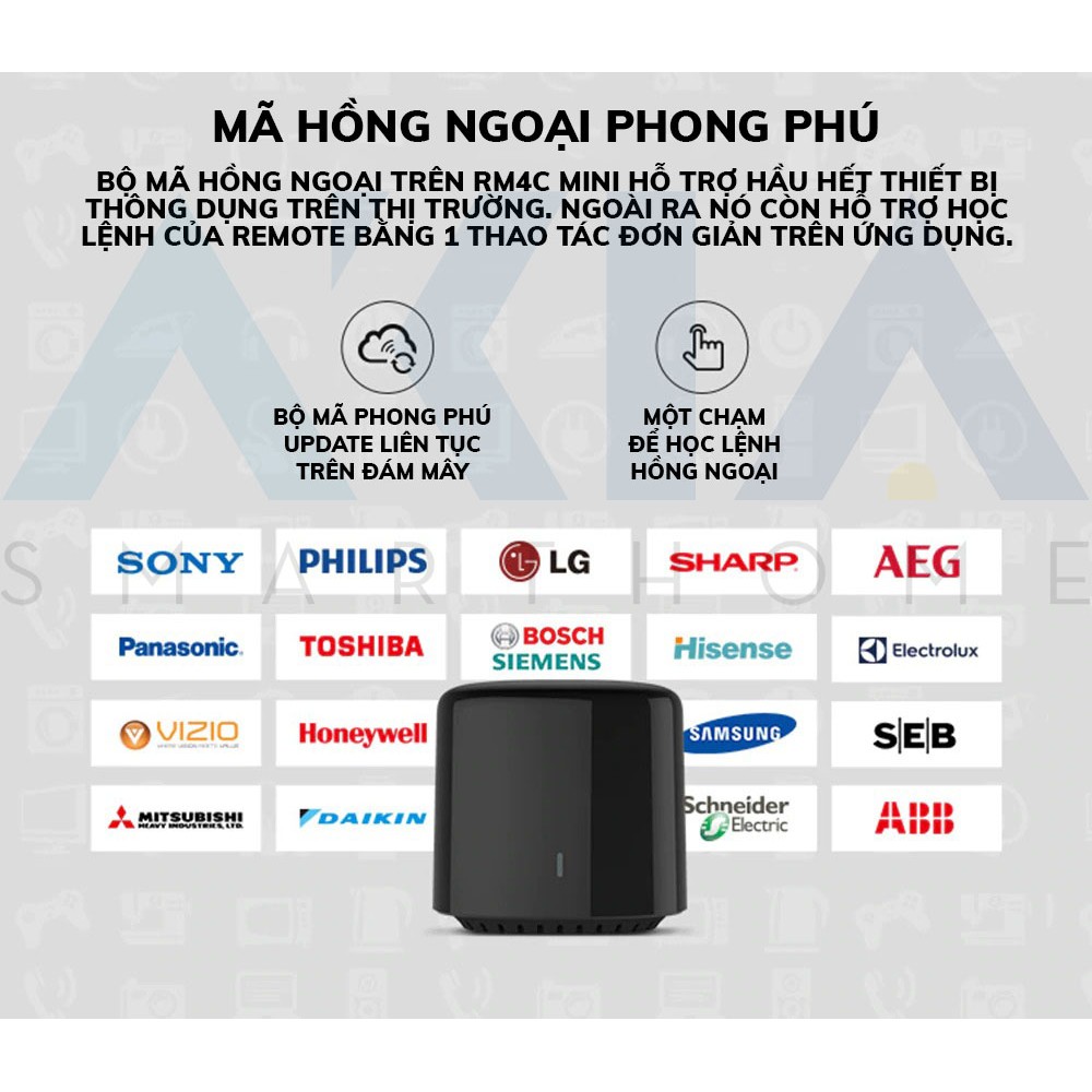 Điều khiển hồng ngoại Broadlink RM4c Mini và Broadlink RM4 Mini - Điều khiển máy lạnh bằng App, Hỗ trợ Google
