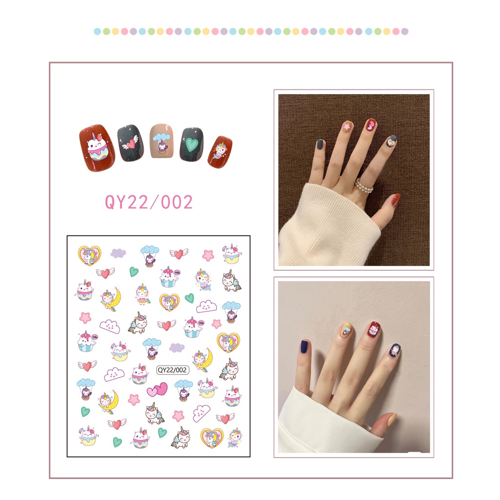 Miếng Dán Trang Trí Móng Tay Họa Tiết Hoạt Hình Dễ Thương