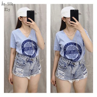 [ Hỗ Trợ 10k đơn 20k ]  Áo thun giấy cổ tim in siêu hot - Freesize dưới 55kg - nhiều màu - cherrystore1996