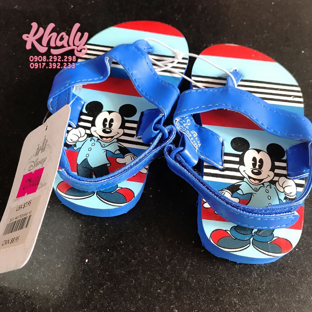 Dép kẹp có quai cho bé trai màu xanh sọc hình chuột Mickey siêu xinh size 21,22 - (Disney) - DKMICX