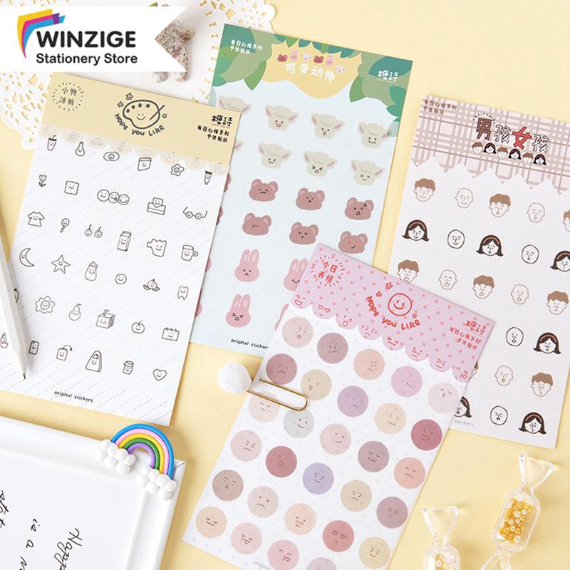 Tờ nhãn dán hình mặt cười Kawaii / động vật hoạt hình trang trí dễ thương