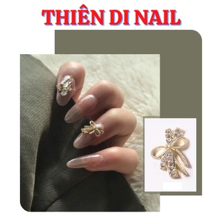 Charm nơ Hàn Quốc cao cấp, charm nơ đá trang trí móng Thiên Di Nail
