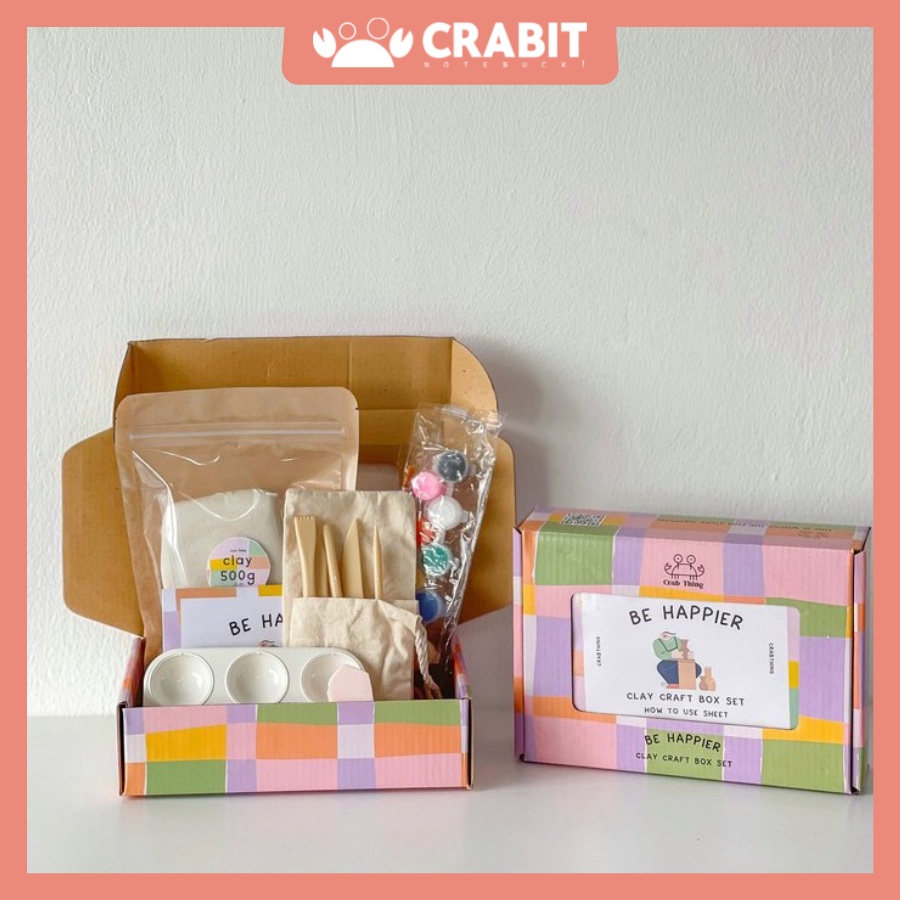 Box đất sét tự khô Crabit - Full Air Dry Clay Set - Đầy đủ dụng cụ, đất sét và màu acrylic