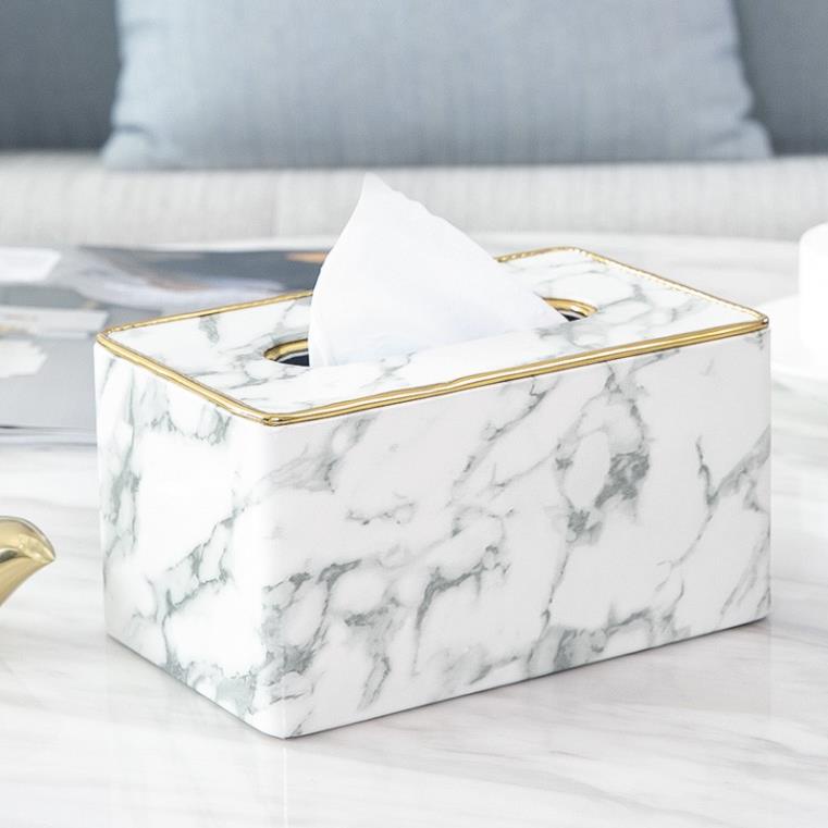 Hộp Khăn Giấy Trang Trí Bàn Ăn Vân Đá Marble Sang Trọng Cao Cấp