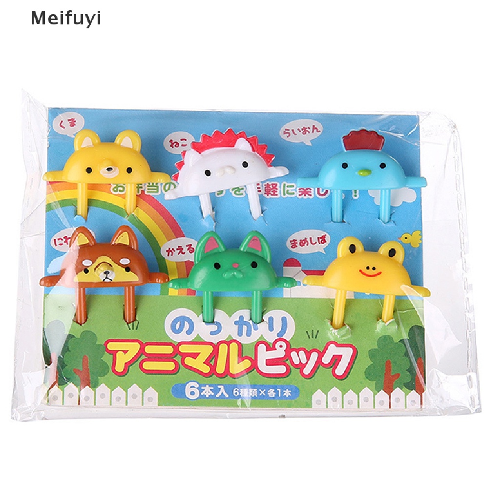 Set 6 Nĩa Ăn Trái Cây / Tráng Miệng Hình Động Vật Hoạt Hình Mini Trang Trí Tiệc Tùng