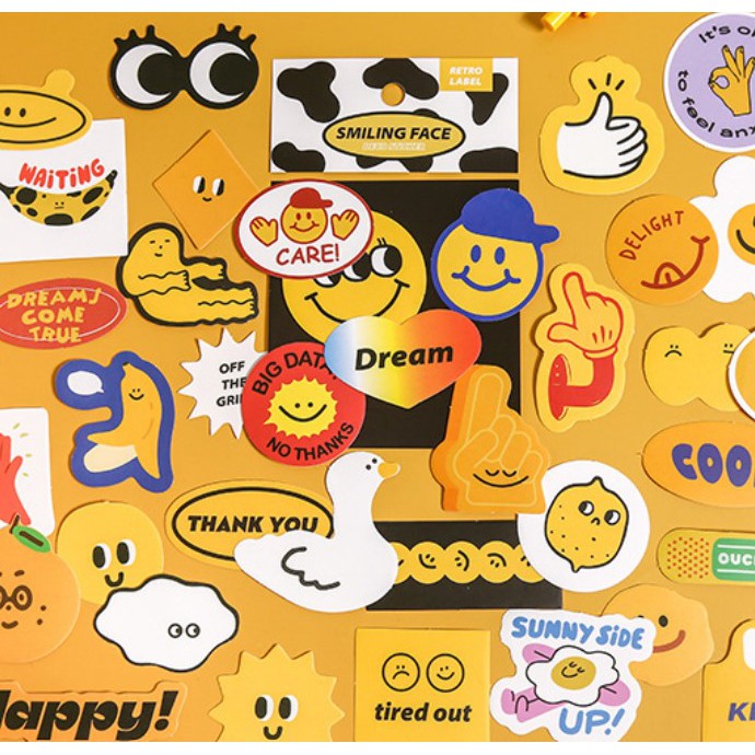 Bộ 40 sticker Mr.Paper Smiling face hình dán trang trí sổ tay | BSB247