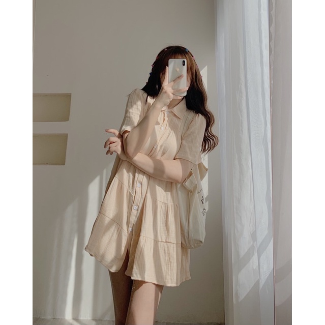 Đầm babydoll cổ đức xanh bơ 632