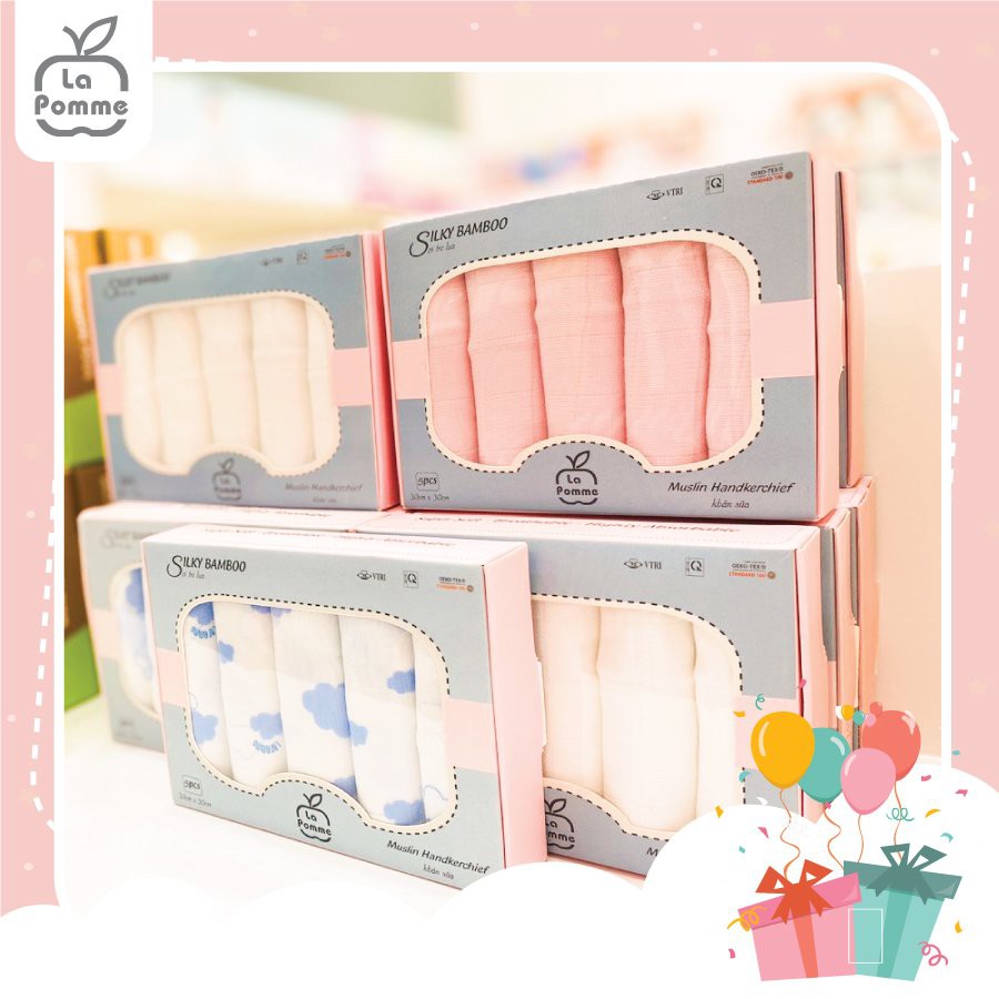 [LA POMME] SET 5 KHĂN SỮA SỢI TRE LỤA