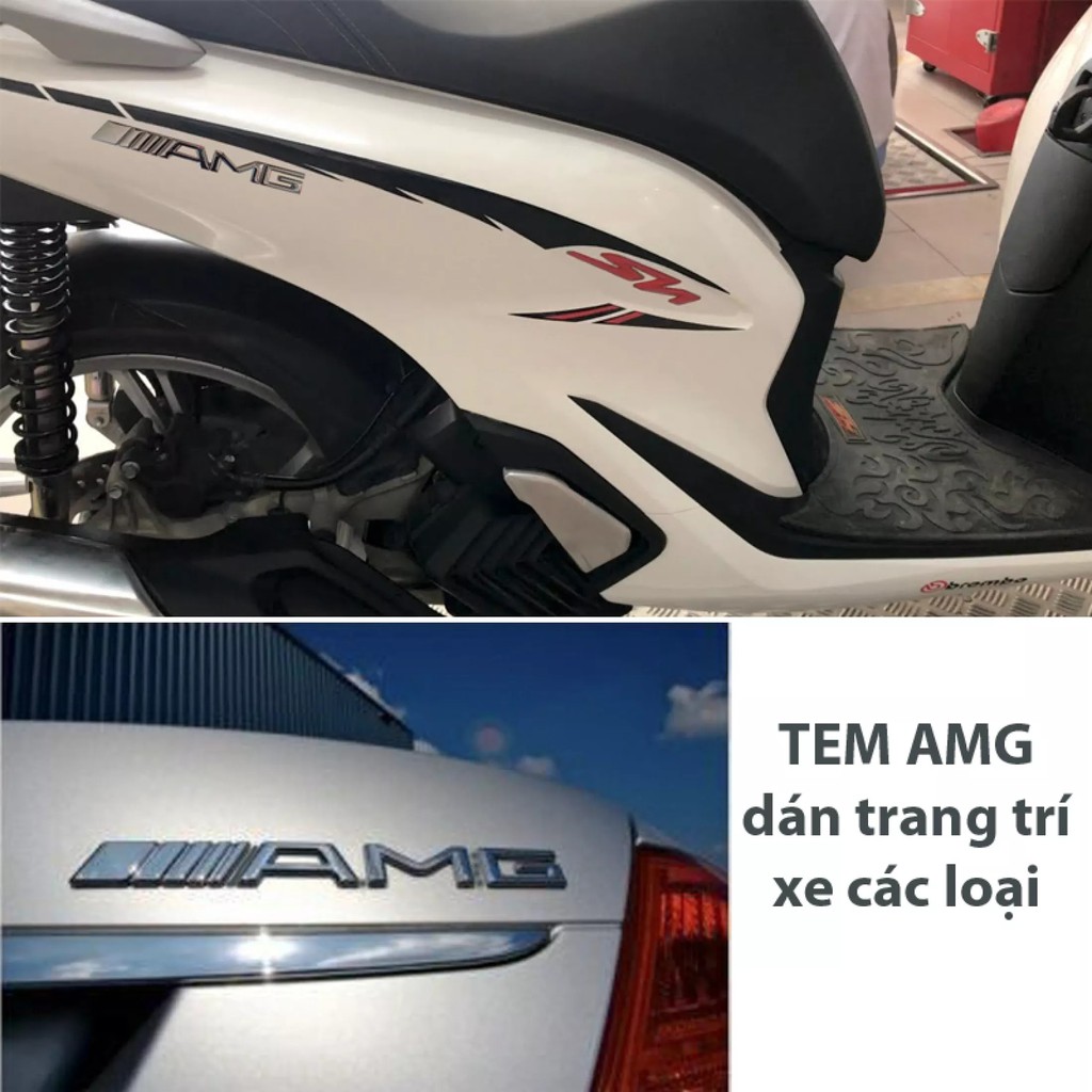 Tem Kim Loại AMG Loại Lớn Sáng Bóng trang trí xe