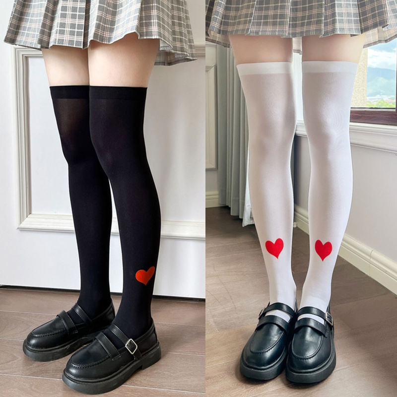 XIXI Tất Chân Mỏng In Hình Trái Tim Phong Cách Lolita Nhật Bản Cho Nữ