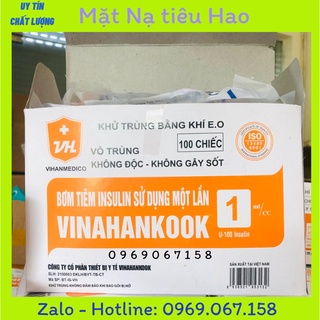 Hộp 100 cây bơm tiêm tiểu đường vinahankook 1ml insulin - 100 đầu kim 30gx1/2