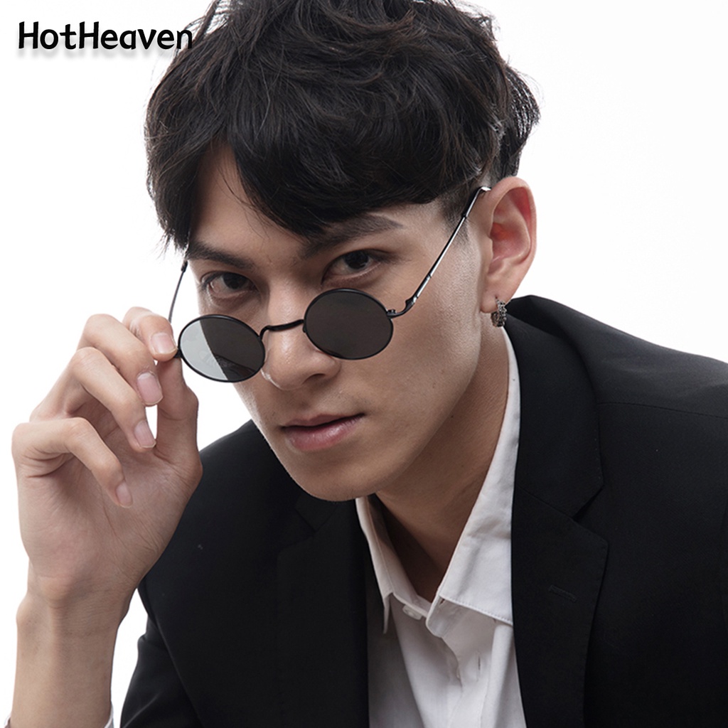 Kính mát tròng tròn màu đen chống tia uv400 2 kiểu cho nam nữ
