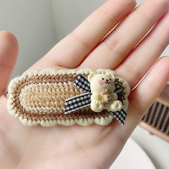 Kẹp tóc vải đan len họa tiết hình gấu thỏ đáng yêu dễ thương cho bé Lại La