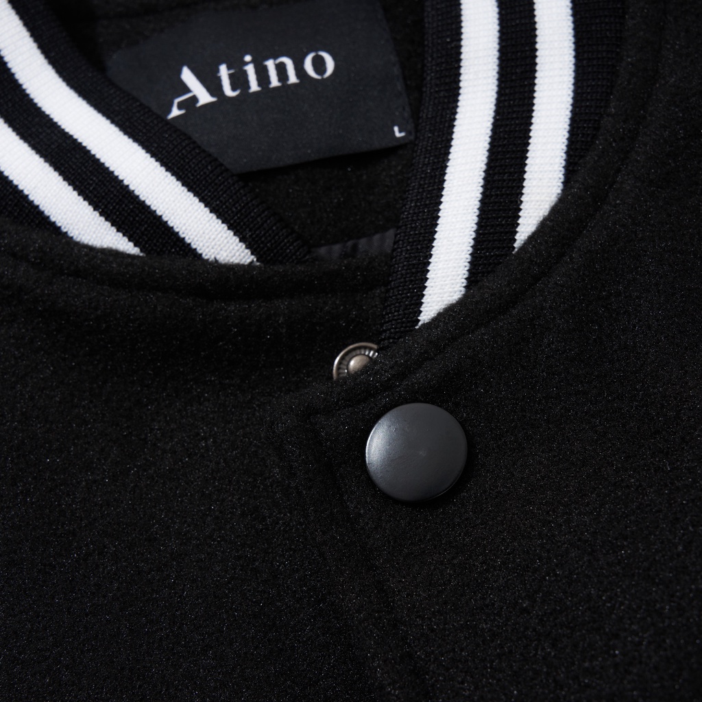 Áo Khoác Varsity ATINO Vải Dạ Mix Da PU Lót Gió Hàn Quốc Phong Cách Trẻ Trung Chuẩn Form Nam AD1.8998