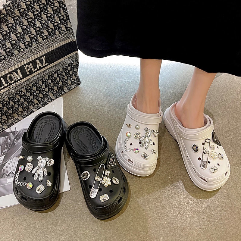 2023 NEW Crocs Dép Sandal Nữ Đính Kim Cương Chống Trượt Thời Trang Giày Nữ Dép