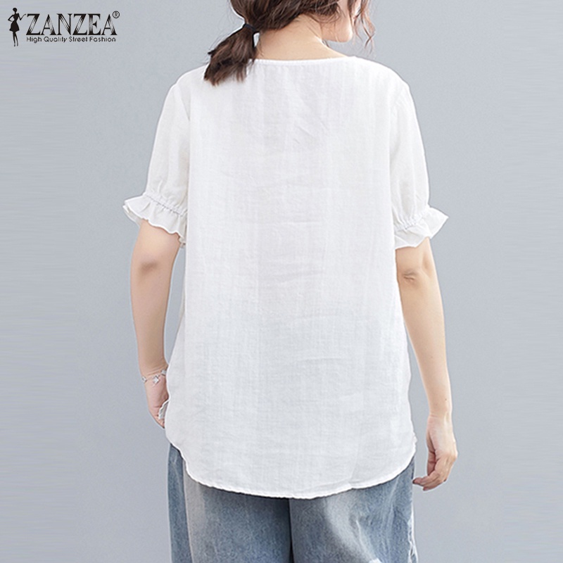 Áo thun Zanzea tay ngắn cổ tròn in họa tiết phong cách cổ điển dành cho nữ