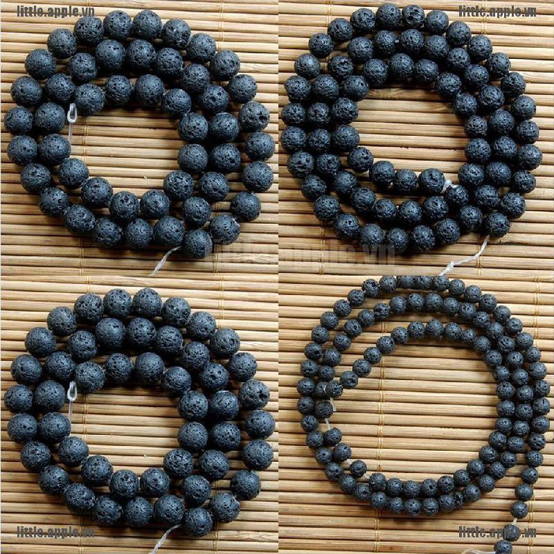 Nhẫn Chuỗi Hạt Đá Nham Thạch Đen Tự Nhiên 15 Màu