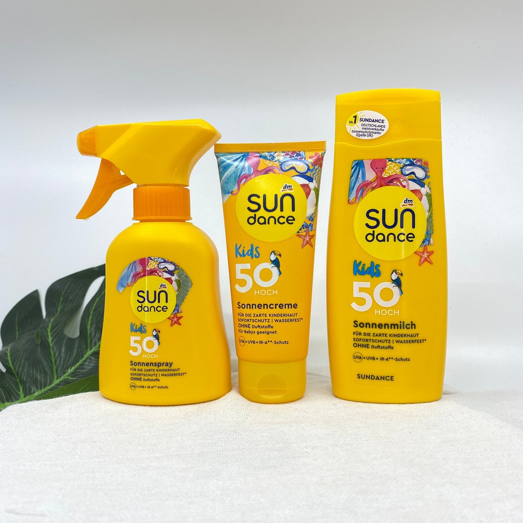 KEM CHỐNG NẮNG SUNDANCE dành cho bé dạng kem, lotion, xịt sữa