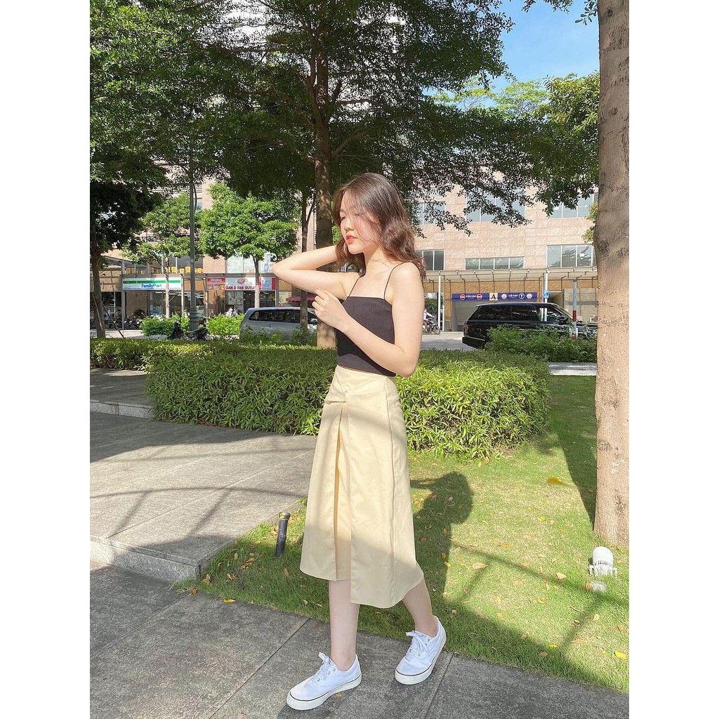 Chân váy dài xoắn nơ đen,be (S/M/L) | BigBuy360 - bigbuy360.vn