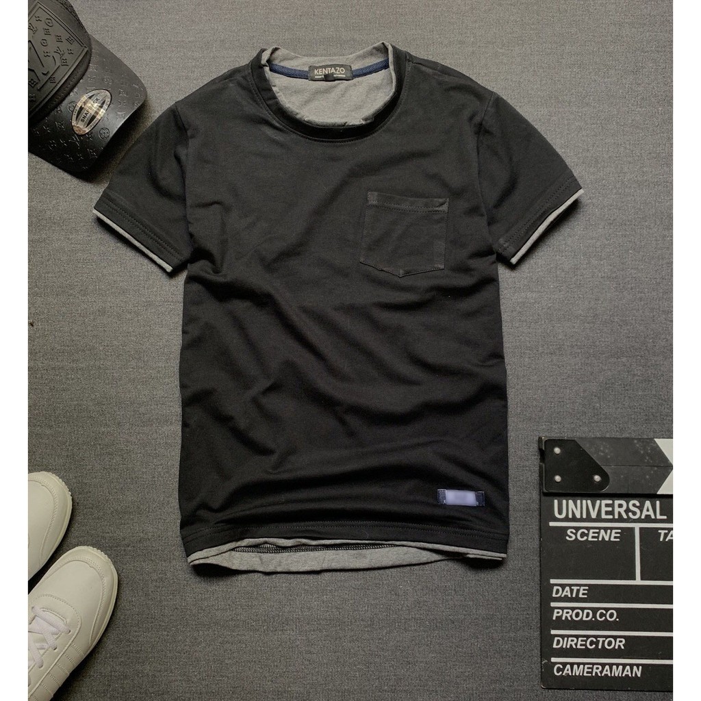 Áo thun nam cổ tròn Hàn Quốc phối túi đơn giản AHQ145 | BigBuy360 - bigbuy360.vn