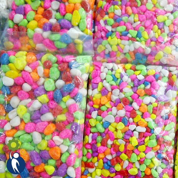 Sỏi Đủ Màu 7 Sắc Cầu Vồng viên nhỏ 1kg trang trí Hồ Cá Cảnh
