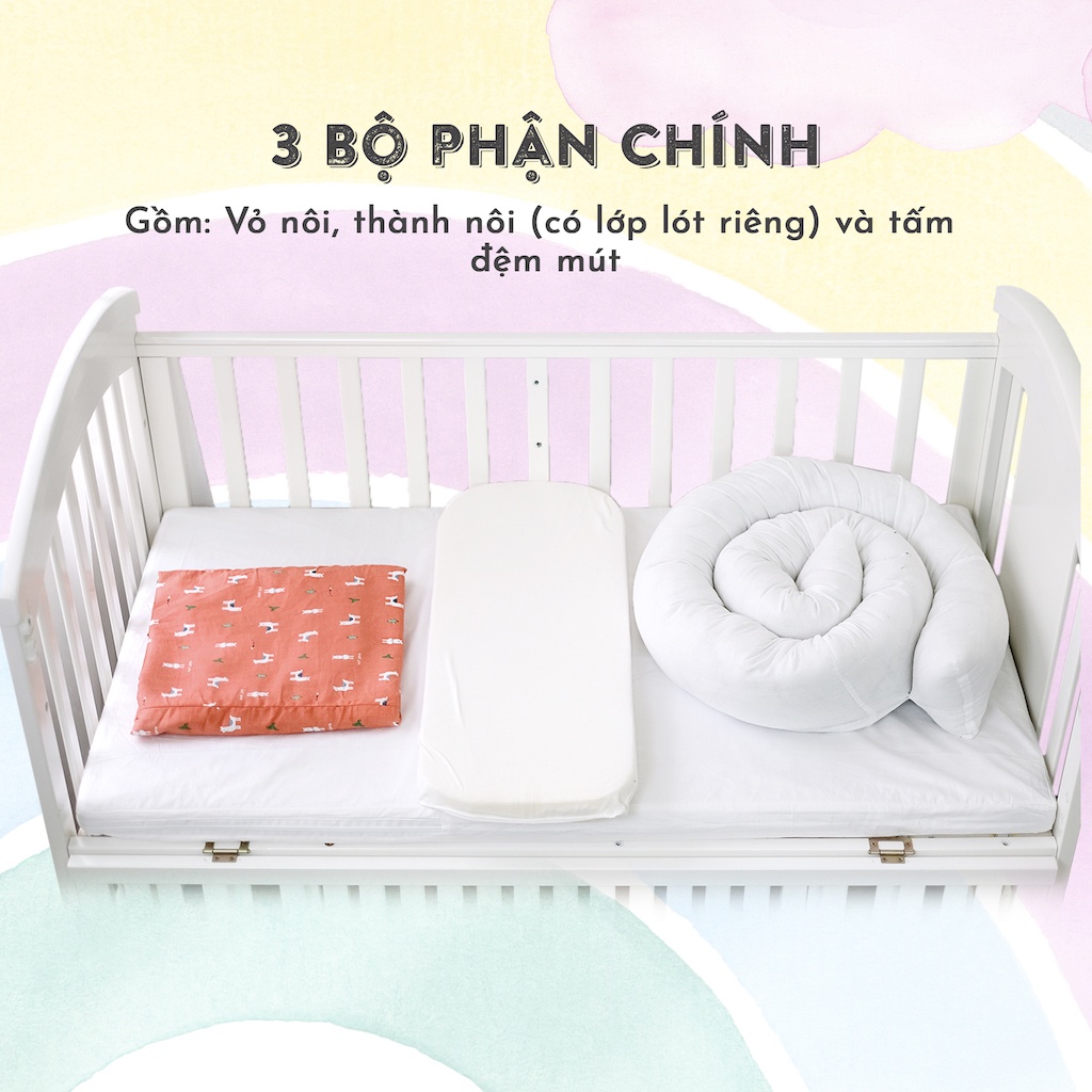 Nôi ngủ chung giường cho bé sơ sinh RUNA KIDS Satin cao cấp mềm mịn thoáng mát an toàn cho da bé (có thể tháo vỏ)