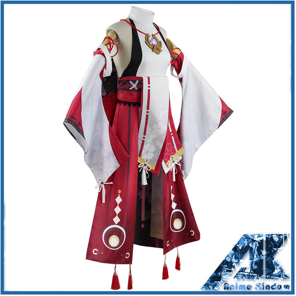 Genshin Impact Yae Miko Cosplay trang phục Bộ Tóc Giả Hóa Trang Guuji Yae Cho Nữ