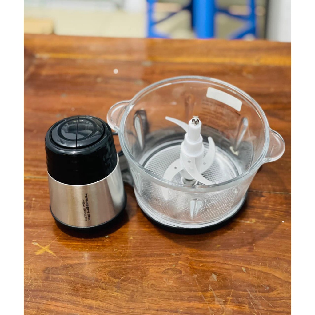 Máy xay thịt ranbem 224A, xay rau củ quả,  máy xay thực phẩm đa năng ranbem dung tích 1,2l 2l cối inox, cối thuỷ tinh