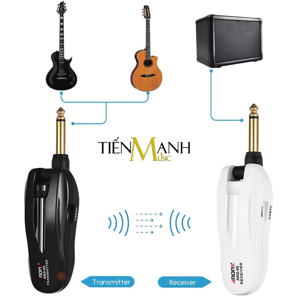 Aroma ARG-05 Bộ Thu Phát Tín Hiệu Không Dây AGR5 Wireless System - Pin sạc, Dùng cho Đàn Guitar và Nhạc Cụ khác AGR05