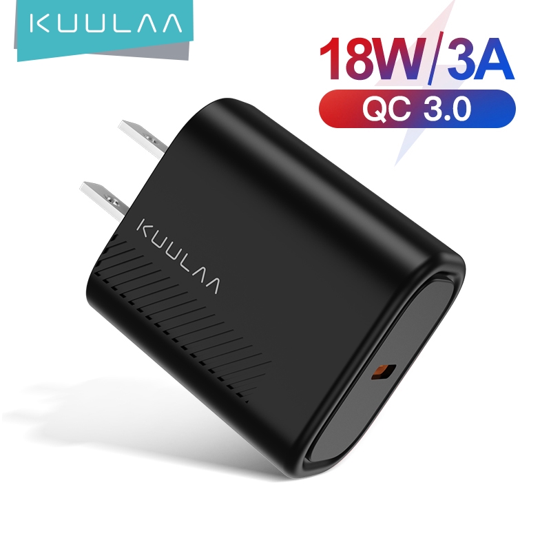 Củ sạc USB nhanh KUULAA PD 3.0 4.0 18W phích cắm loại C cho điện thoại