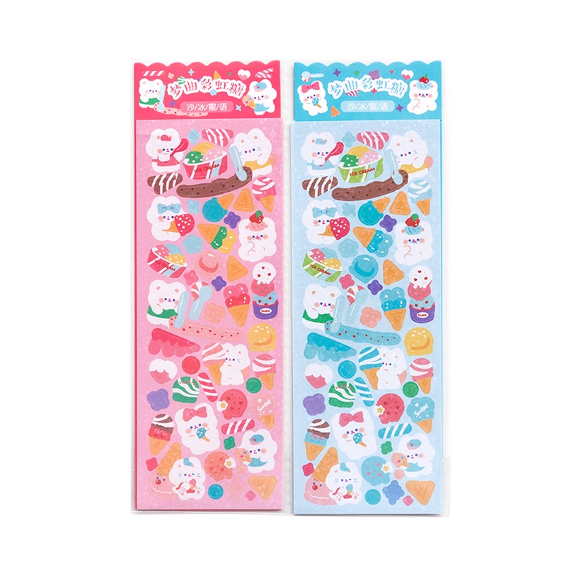 Bộ 2 Tờ Sticker Hoạt Hình Màu Cầu Vồng Đáng Yêu