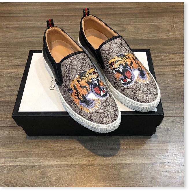 💗MILANO SHOES💗 Giầy lười da nam in hổ nhiệt gót đen ( lót lưới lót đen ) giá tại kho, đẹp thời trang mẫu mới nhâ