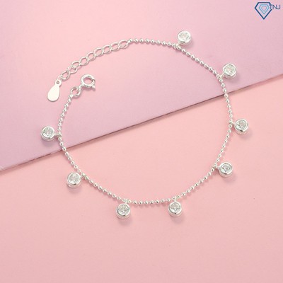 Lắc tay nữ bạc 925 hoạ tiết đính đá độc đáo LTN0158 Trang Sức TNJ