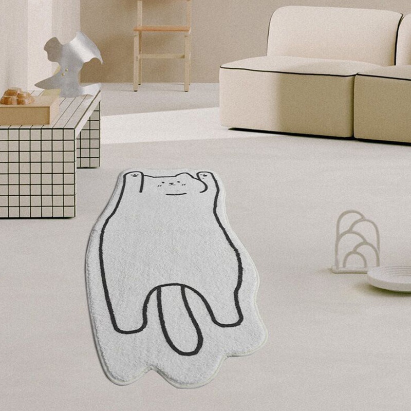 Thảm lót cửa chùi chân Mềm Mại Chống Trượt Phối Ren Họa Tiết Mèo Hoạt Hình Siêu Dễ Thương Dành Cho Phòng Ngủ Trẻ Em