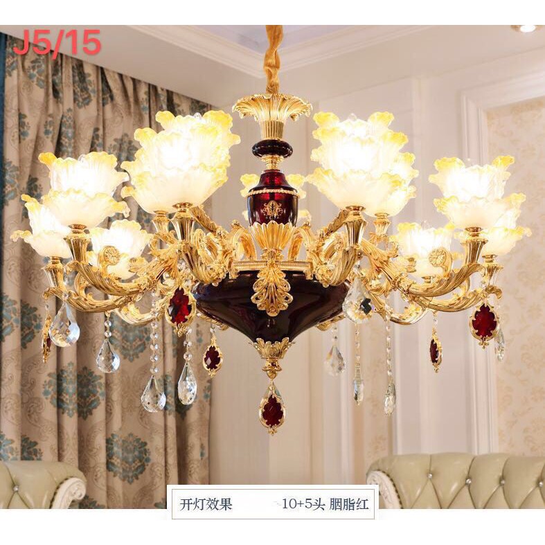 Đèn chùm trang trí phòng khách 15 bóng phong cách Châu Âu hiện đại_tặng kèm 15 bóng đèn led cao cấp