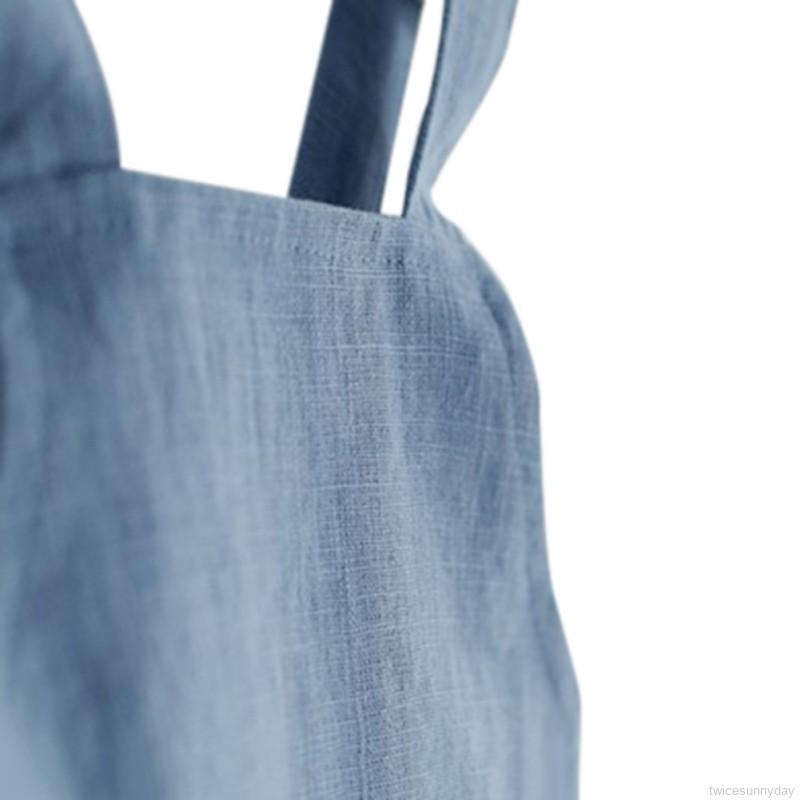 Bộ áo liền quần hai dây vải lanh mềm mại thời trang dành cho trẻ nhỏ