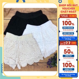 Quần sooc ren họa tiết chất đẹp, quan soc cạp chun đi chơi, biển 13556