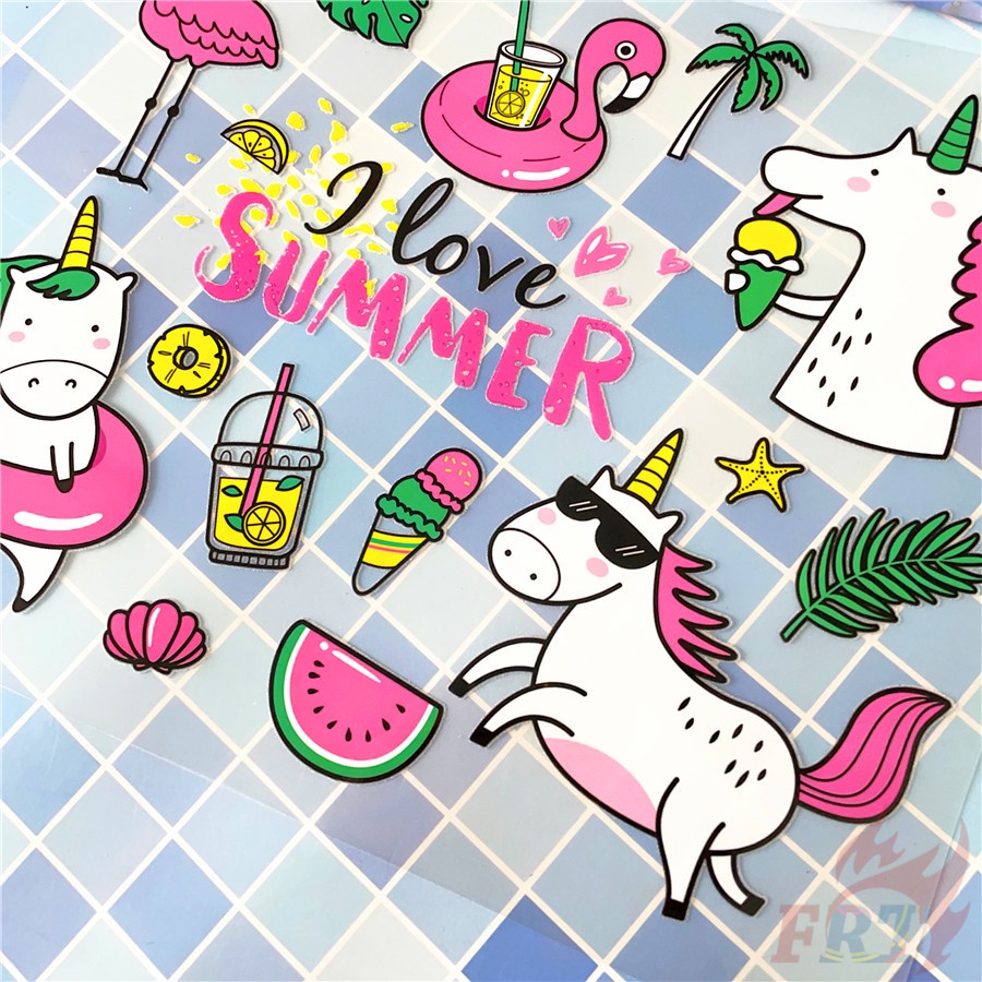 ✪ Tôi yêu Summer!Miếng Dán Vinyl Hình Kỳ Lân &amp; Hồng Hạc: Dễ Thương ✪ 1 Miếng Dán Trang Trí Công Tắc Nhiệt