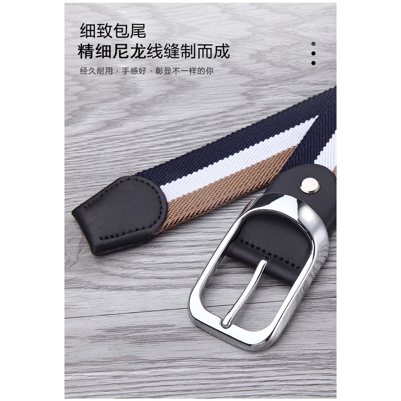 Thắt Lưng Vải canvas Bện Co Giãn Có Khóa Gài Thời Trang Hàn Quốc Trẻ Trung Cho Nam