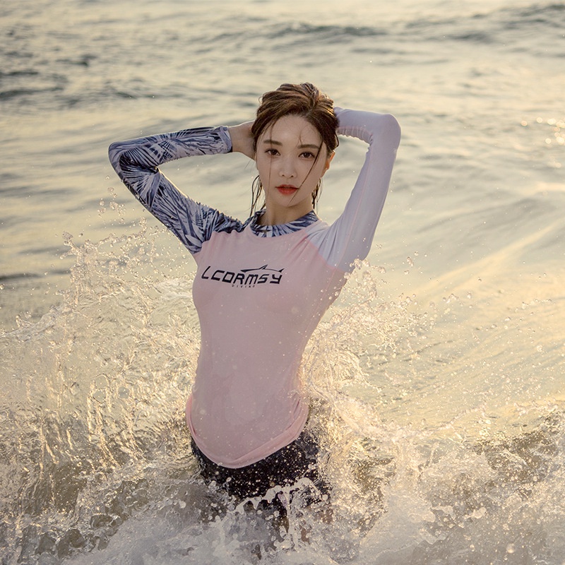 Áo bơi tay dài / Quần bơi ngắn nhanh khô chống nắng không gây kích ứng phong cách cặp đôi cho nam hoặc nữ