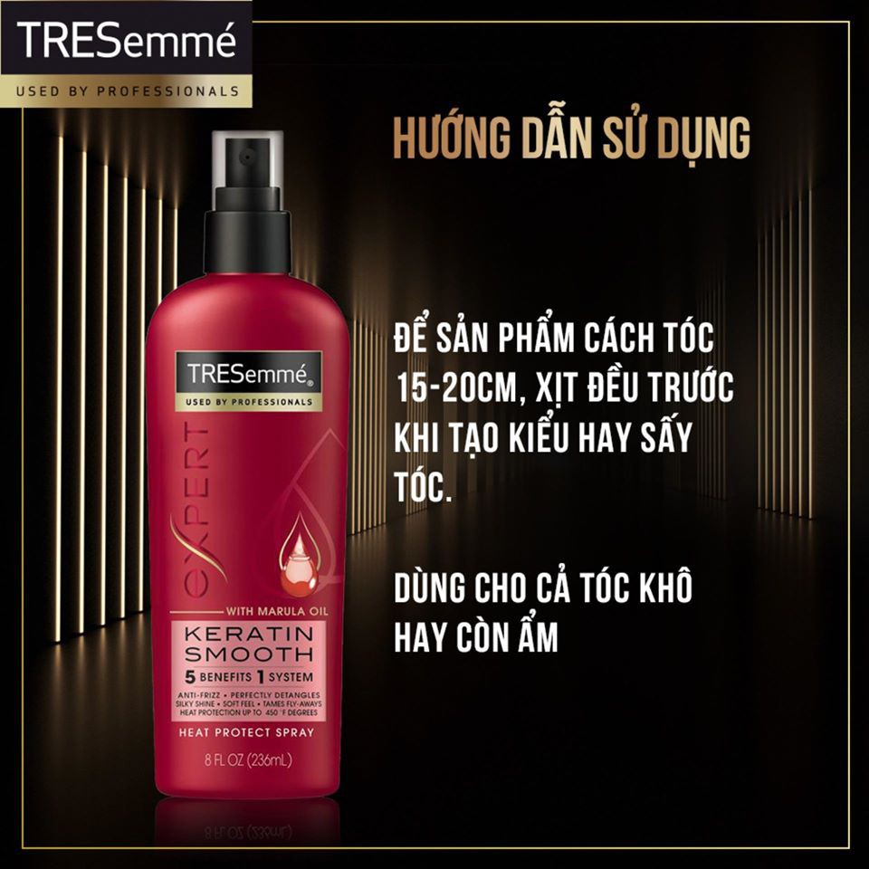 Xịt bảo vệ tóc khỏi nhiệt Tresemmé Keratin Smooth (236ml) [COCOLUX][TRESemme]