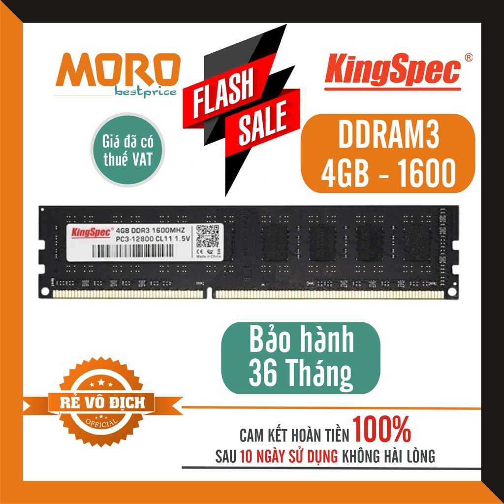 Bộ nhớ Ram Kingspec DDR3 4G 1600MHz - Bảo hành 36 tháng !!!
