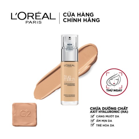 Kem nền mịn nhẹ dưỡng da dạng lỏng L'Oreal Paris True match Blendable Foundation 30ml - Pháp Chính Hãng