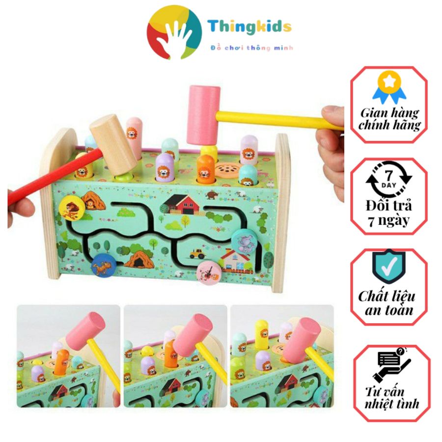 Bộ đồ búa đập chuột bằng gỗ kết hợp đánh đàn ( cho trẻ từ 2 tuổi) - Thingkids