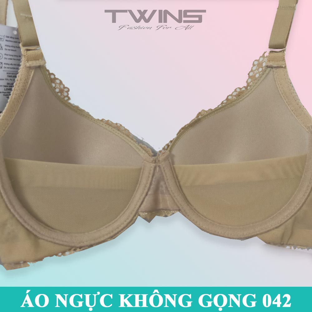 Áo ngực không gọng nữ ren nâng ngực Lovely 042 mút ép vừa mềm mịn cúp xéo nguyên ngực size 34-36-38