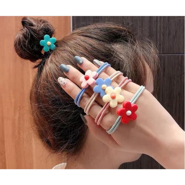 Dây buộc tóc hình hoa cúc siêu xinh - Chun cột tóc daisy xinh - Dây buộc tóc đính hoa daisy nữ tính - Phụ kiện tóc đẹp