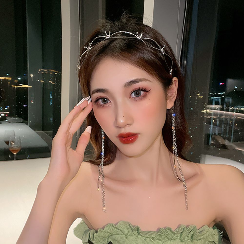 Băng đô hợp kim dáng dài phối tua rua phong cách Hàn Quốc sang trọng cho nữ