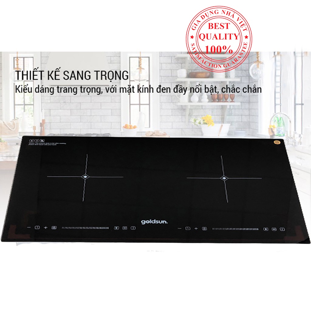 Bếp điện từ Goldsun GDI7440, Bếp từ đôi công suất 4000W bảo hành 24 tháng, lỗi đổi mới miễn phí trong 10 ngày mã GDI7440