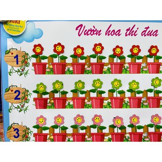 TRANH DECAL VƯỜN HOA THI ĐUA (45*60cm) + 40 hoa nam châm + ncl A5 + cuộn băng keo 2 mặt