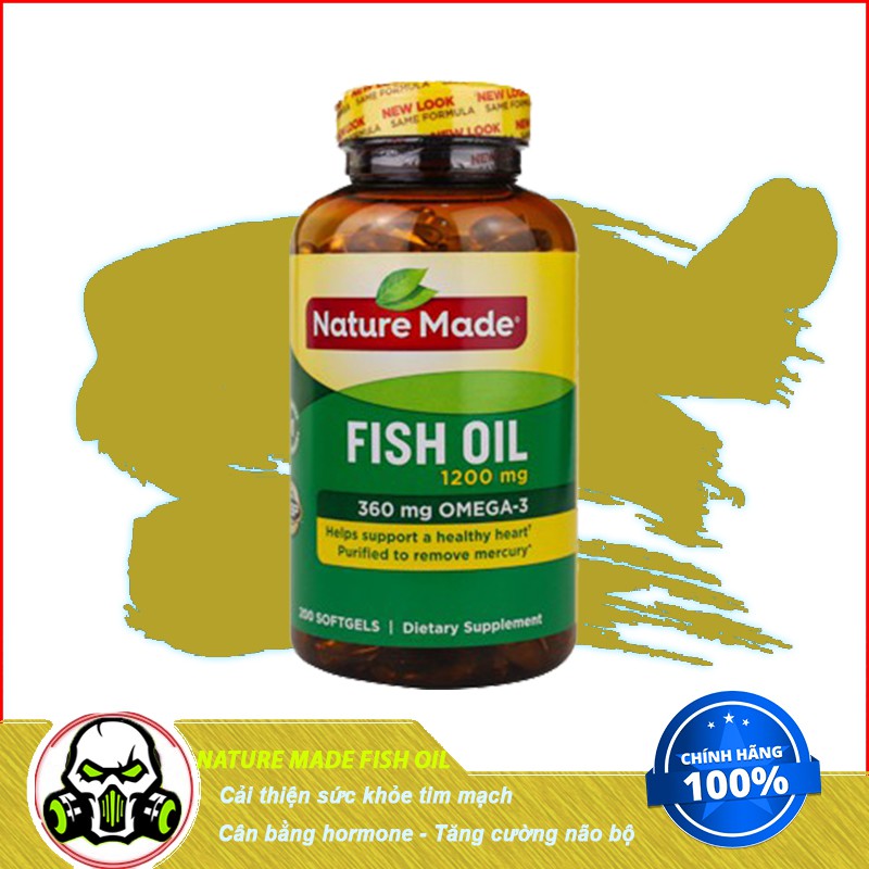 [Sale ] Viên Uống Dầu Cá Omega 3 Nature Made Fish oil 1200mg Hộp 200 Viên - Chính Hãng 100%